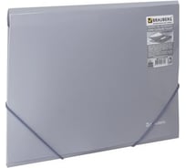 Папка на резинках BRAUBERG диагональ, серебряная, до 300 листов, 0.5 мм 221336