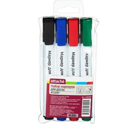 Набор маркеров для досок Attache Accent 4 цвета, 1-5 мм 1083389