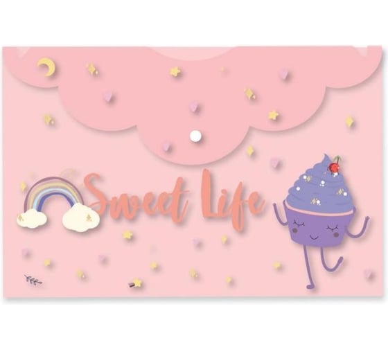 Папка-конверт на кнопке Attache Selection Sweet life 325x215 мм 200 мкм , 5 шт 1251129