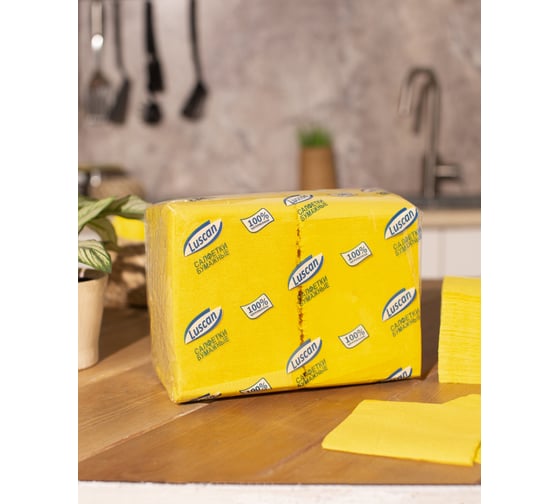 Однослойные бумажные салфетки Luscan Profi Pack 24х24 см желтые 400 шт 476878
