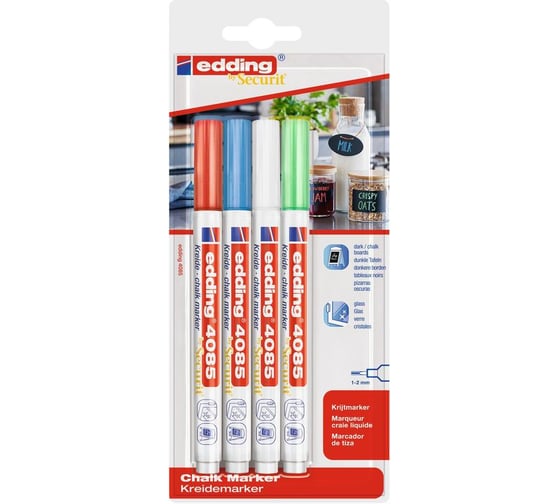 Набор меловых маркеров Edding 4085 Basic 1-2 мм, 4 шт. 1284954