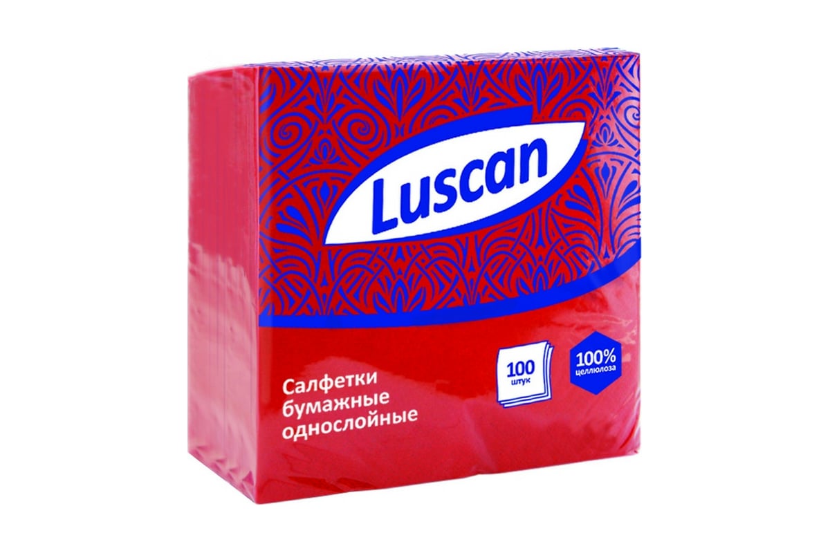 Однослойные бумажные салфетки Luscan 24х24 см красные 100 шт 476875 ...