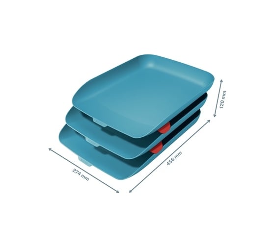 Горизонтальный лоток LEITZ Cosy, soft touch, 3 шт в упаковке, синий 53582061