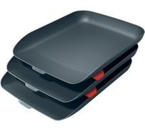 Горизонтальный лоток LEITZ Cosy, soft touch, 3 шт в упаковке, серый 53582089