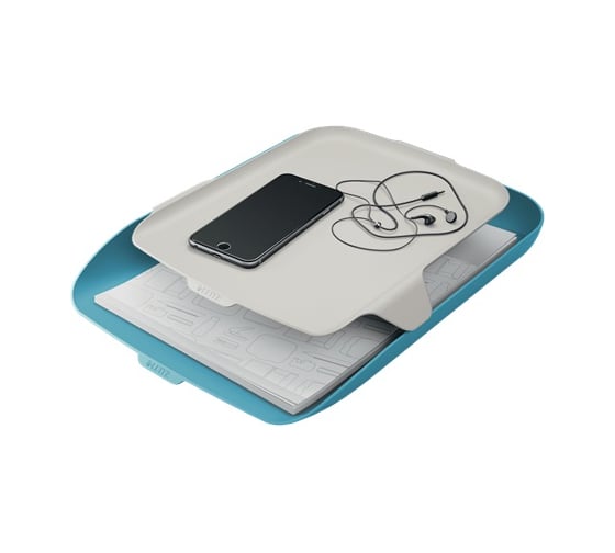 Горизонтальный лоток LEITZ Cosy с органайзером, soft touch, синий 52590061