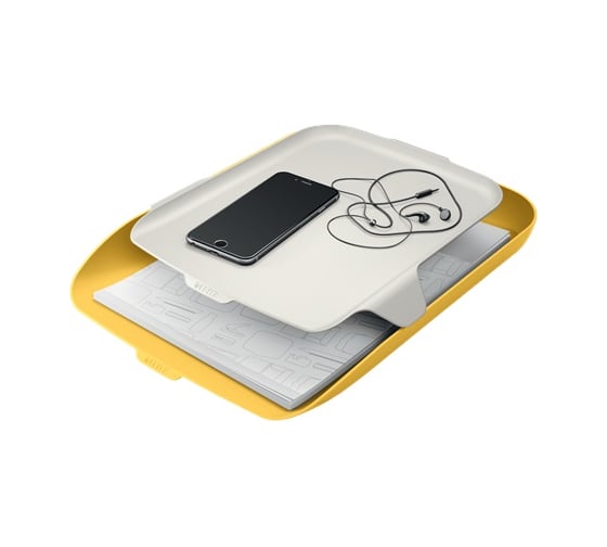 Горизонтальный лоток LEITZ Cosy с органайзером, soft touch, желтый 52590019