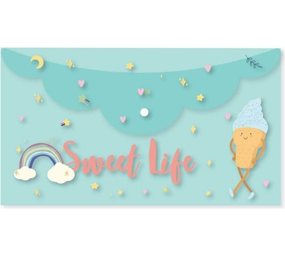 Папка-конверт на кнопке Attache Selection Sweet life 225x130 мм 200 мкм., 5 шт 1251133