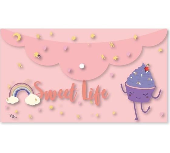 Папка-конверт на кнопке Attache Selection Sweet life 225x130 мм 200 мкм., 5 шт 1251133