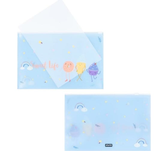 Папка-конверт на zip-молнии Attache Selection Sweet life А5 200 мкм., 5 шт 1253598