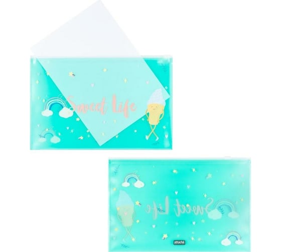 Папка-конверт на zip-молнии Attache Selection Sweet life А5 200 мкм., 5 шт 1253598