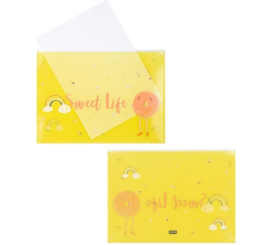 Папка-конверт Attache Selection на zip-молнии Sweet life А4 200 мкм., 5 шт 1253597 1