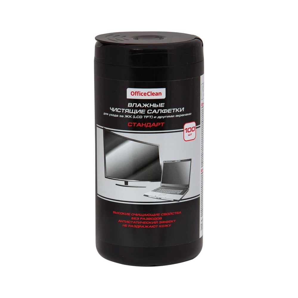 Влажные чистящие салфетки OfficeClean Стандарт для ЖК и других экранов ...
