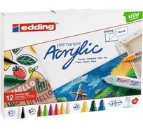 Набор акриловых маркеров Edding Start 12 цветов, 1-2, 2-3, 5-10 мм + набор открыток 1327900