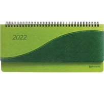 Датированный планинг BRAUBERG Bond 2022 305х140 мм, под кожу, зеленый/салатовый 112713