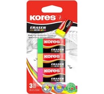 Прямоугольный ластик Kores 40x21x10 мм, 3 шт 1024203
