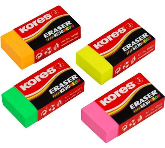 Прямоугольный ластик Kores 40x21x10 мм, 3 шт 1024203
