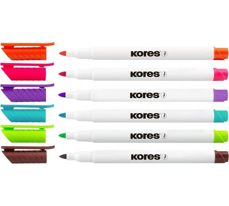 Набор маркеров для белых досок Kores 2 мм, 6 цветов 1336222