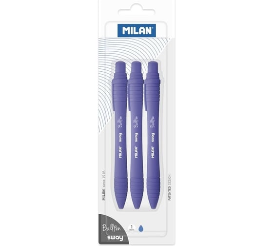 Шариковая ручка Milan Sway, 1,0мм, синий, 3шт/уп., европодвес, BWM10324 973940
