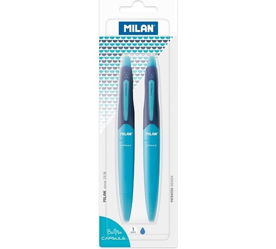 Шариковая ручка Milan Capsule, 1,0мм, синий, 2шт/уп., европодвес, BWM10367 973942