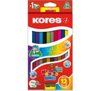 Цветные карандаши Kores DUO Jumbo 24 цвета, трехгранные, с точилкой 1334937