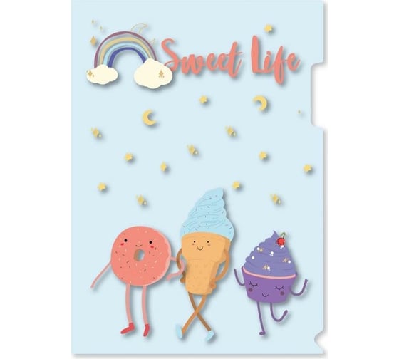 Пластиковая папка Attache Selection Selection Sweet life A4, 200 мкм, цвет ассорти, 5 шт 1251127