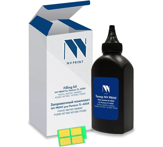 Заправочный комплект NV Print NVP для Pantum TL-420X P3300/M6700/M7100 (тонер 200 г + чип многоразовый) совместимый NV-ZKTL-420X
