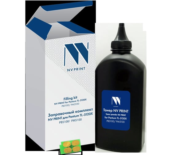 Заправочный комплект NV Print NVP для Pantum TL-5120X PB5100/PM5100 (тонер 380 г + чип многоразовый) совместимый NV-ZKSTL-5120X 1