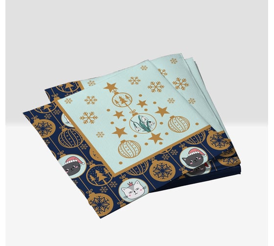Салфетки бумажные трехслойные Новогодний микс-2, 33x33 см, 20шт ND Play 314048
