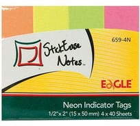 Клейкие закладки Eagle 15 мм 40 шт х 4 цвета неон бумажные 659-4N