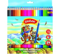Набор цветных карандашей Creativiki, 24 цвета, шестигранные, пластик ЦКП24КР