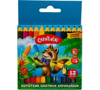 Набор цветных карандашей Creativiki, 12 цветов, шестигранные, короткие КЦК12КР