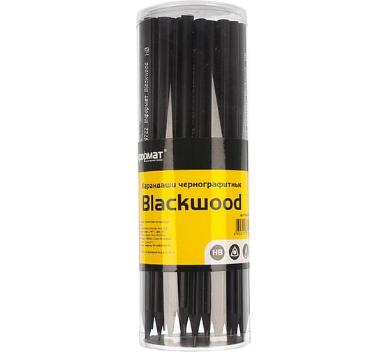 Чернографитный карандаш INFORMAT BLACKWOOD НВ заточенный, трехгранный, 48 шт в тубе PGNBWT-HB