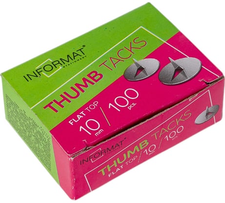 Канцелярские кнопки INFORMAT 10 мм 100 шт, металл, картонная упаковка DPM10-100