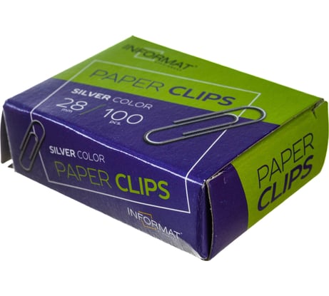 Скрепки INFORMAT серебро металл 100 шт 28 мм PCM28-100