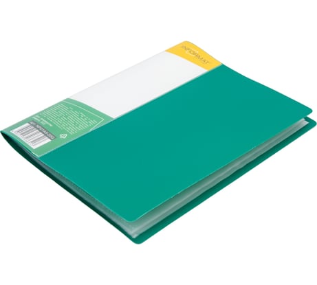 Папка с файлами INFORMAT А5, 20 файлов, зеленый, пластик 550 мкм, карман NP01A5-20G