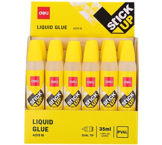 Клей жидкий DELI EA21310 35 мл корпус желтый прозрачный с двумя аппликаторами Stick UP 1082476