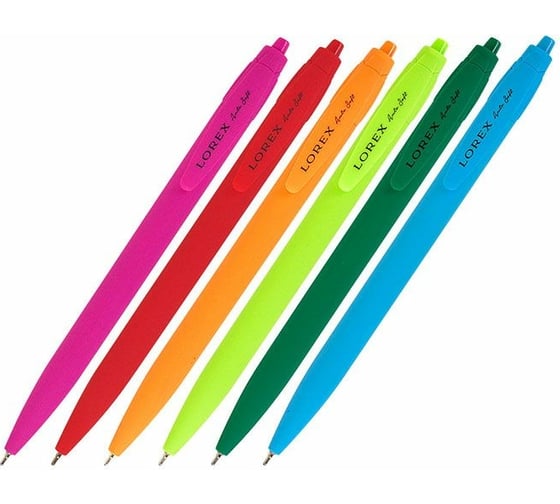 Автоматическая масляная ручка LOREX Auto Soft ROUND COLORS синий 0,70 мм ассорти 6 цветов 40 шт в упаковке LXOPAS-RC1*