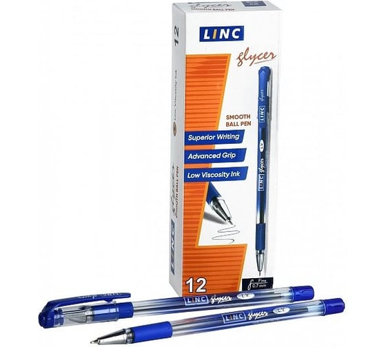 Шариковая ручка Linc GLYСER 0,7 мм синий резиновый грип 1300RF/blue