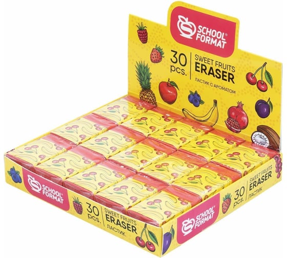 Ластик Schoolformat SWEET FRUITS с запахом банана/вишни микс цветов ЛСТ-СФ