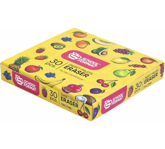 Ластик Schoolformat SWEET FRUITS с запахом банана/вишни микс цветов ЛСТ-СФ