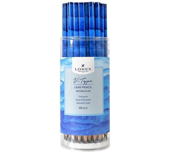 Чернографитный карандаш LOREX V-TYPE WATERCOLOR НВ заточенный трехгранный LXLPVT-WT