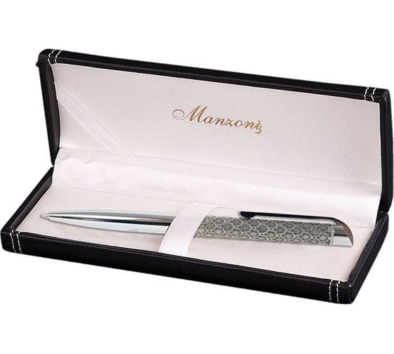 Шариковая ручка Manzoni PESARO цвет корпуса: серебро футляр кожзам PEZ3033-BM 1