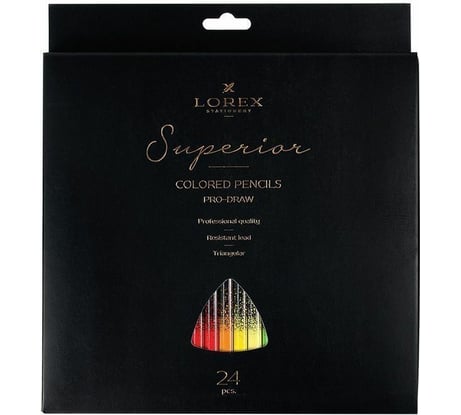Набор цветных карандашей LOREX PRO-DRAW Superior 24 цвета, трехгранные LXCPPD24-SP