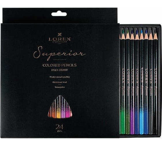 Набор цветных карандашей LOREX PRO-DRAW Superior 24 цвета, трехгранные LXCPPD24-SP