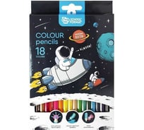 Набор цветных карандашей Schoolformat SPACE ADVENTURE 18 цветов шестигранные КЦ18-СА