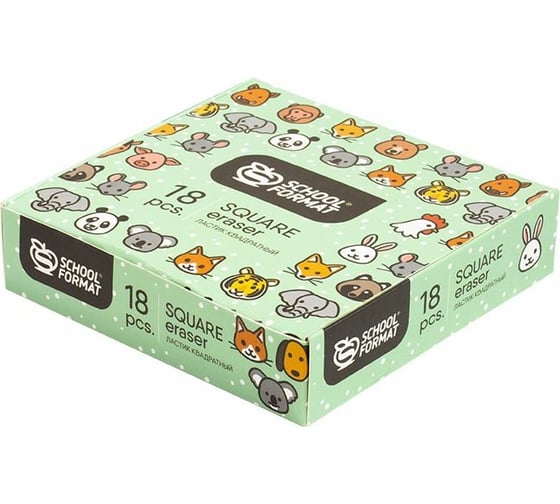 Квадратный ластик Schoolformat ANIMALS ассорти ЛСТ-ЖВК