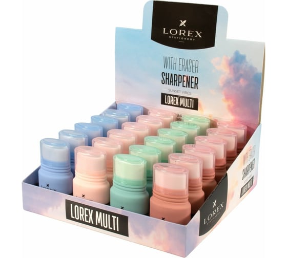 Точилка LOREX MULTI SUNSET VIBES с ластиком LXSRMU-SV