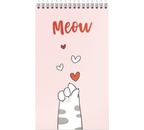 Блокнот Schoolformat КОШАЧЬЯ ЛАПКА А7 40 листов, клетка, гребень, мелованный картон, глянцевая ламинация БЛ7-ЛКП