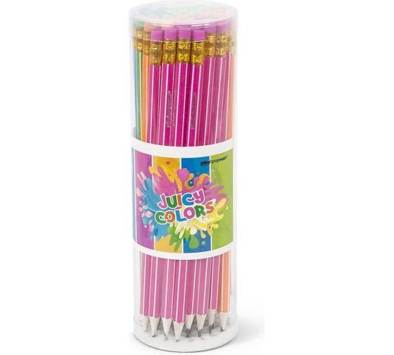 Чернографитный карандаш Schoolformat JUICY COLORS НВ с ластиком заточенный шестигранный КЧ-JC-HB