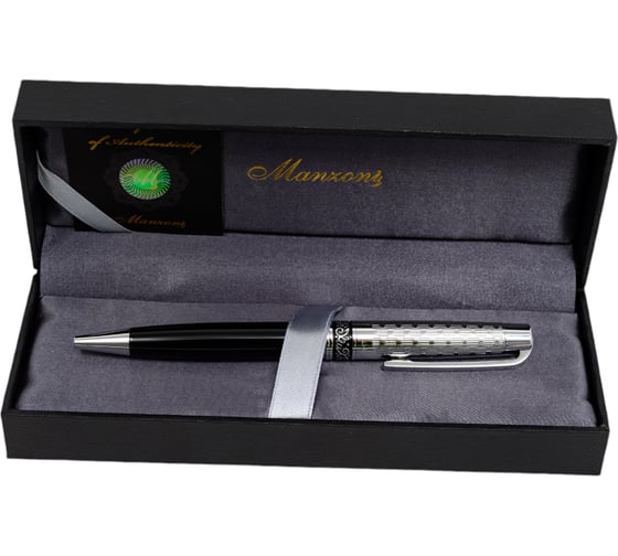 Шариковая ручка Manzoni TRENTO цвет корпуса: черный футляр кожзам KR640BM